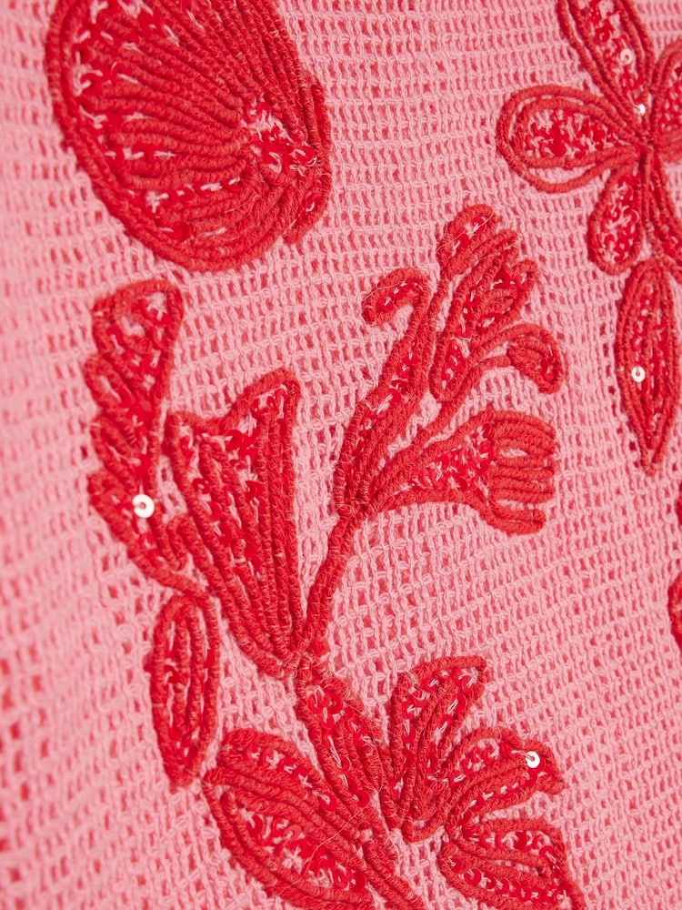 River Island Embrodiered Crochet Tassle Top & Shorts Set - Image 4 of 4