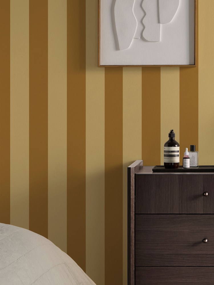 MADE.COM Ochre Demi Wide Stripe A4 Wallpaper Sample - Image 4 of 4