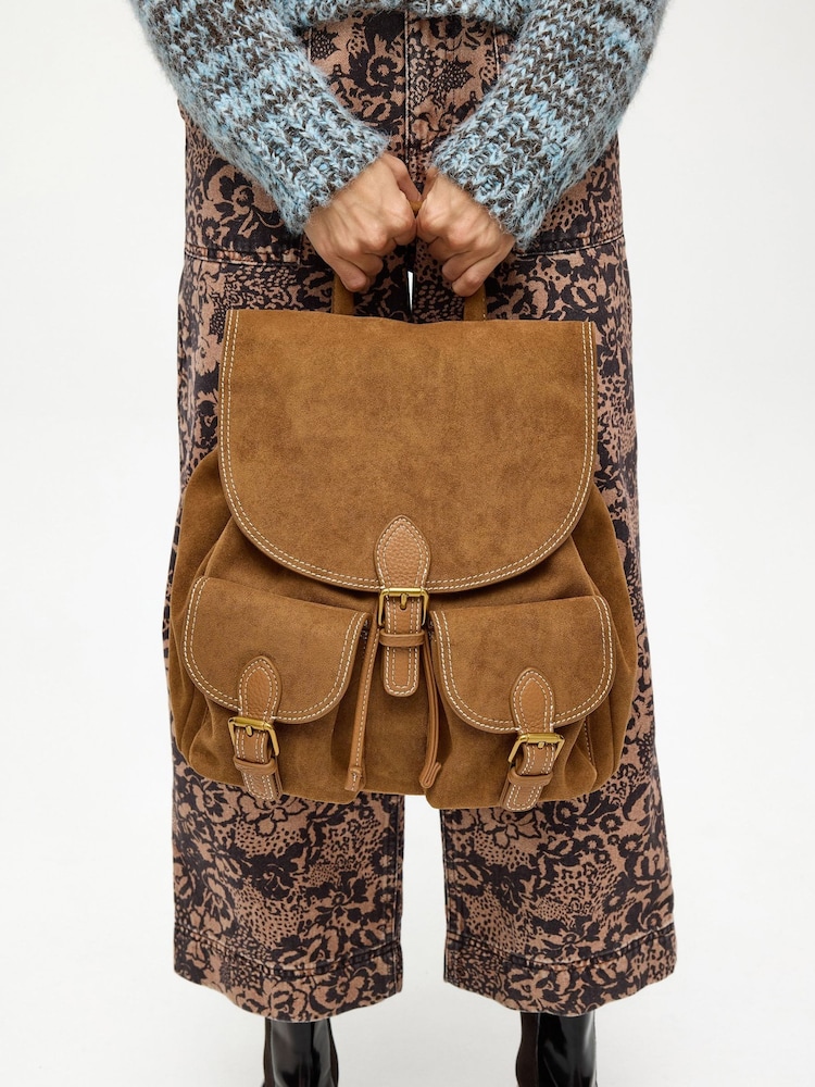 Σακίδιο πλάτης Oliver Bonas Kerry Camel Brown με αγκράφα από Συνθετικό σουέτ - Εικόνα 1 του 7