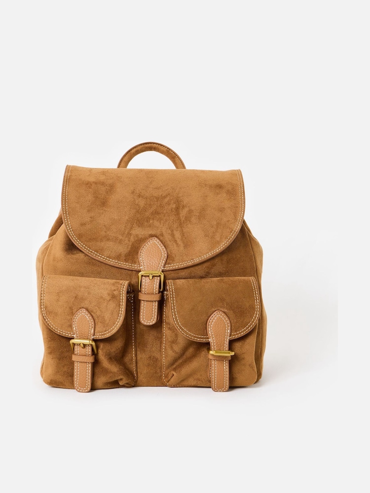 Σακίδιο πλάτης Oliver Bonas Kerry Camel Brown με αγκράφα από Συνθετικό σουέτ - Εικόνα 2 του 7