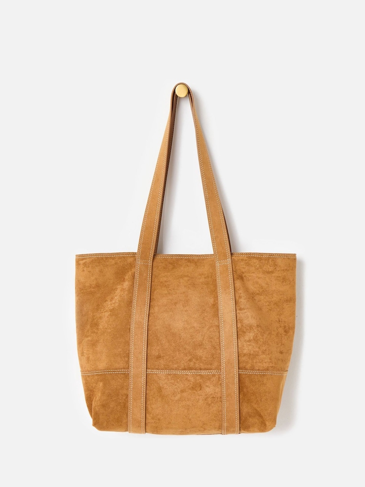Oliver Bonas Brown Jennie Camel Brown Faux Suede Tote Bag - Image 1 of 6