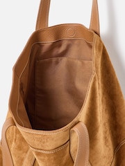 Oliver Bonas Brown Jennie Camel Brown Faux Suede Tote Bag - Image 3 of 6