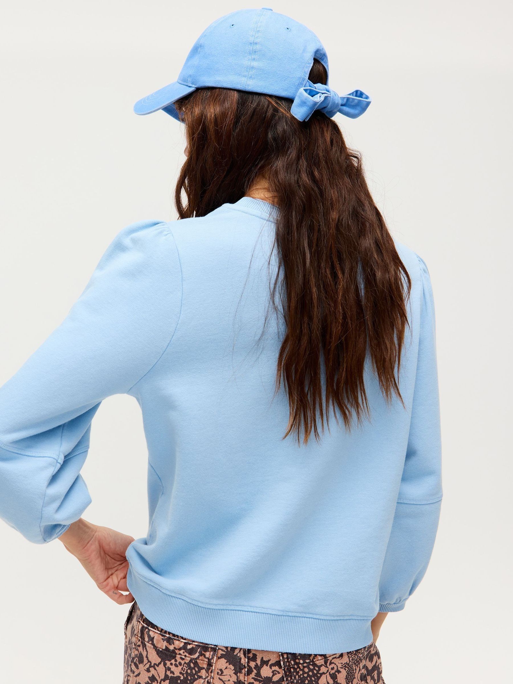Buy Oliver Bonas Blue Light Blue Lantern Sleeve Sweatshirt from