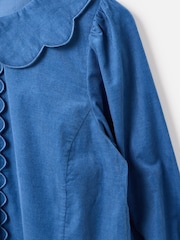 Oliver Bonas Blue Corduroy Scalloped Button Up Collar Shirt - Image 4 of 8