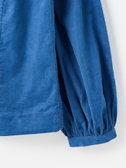 Oliver Bonas Blue Corduroy Scalloped Button Up Collar Shirt - Image 5 of 8