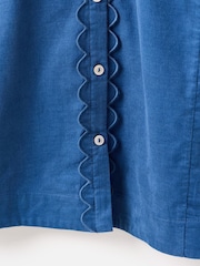 Oliver Bonas Blue Corduroy Scalloped Button Up Collar Shirt - Image 6 of 8