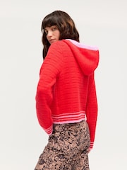 Oliver Bonas Red Hooded Button Up Knitted Cardigan - Imaginea 2 din 8