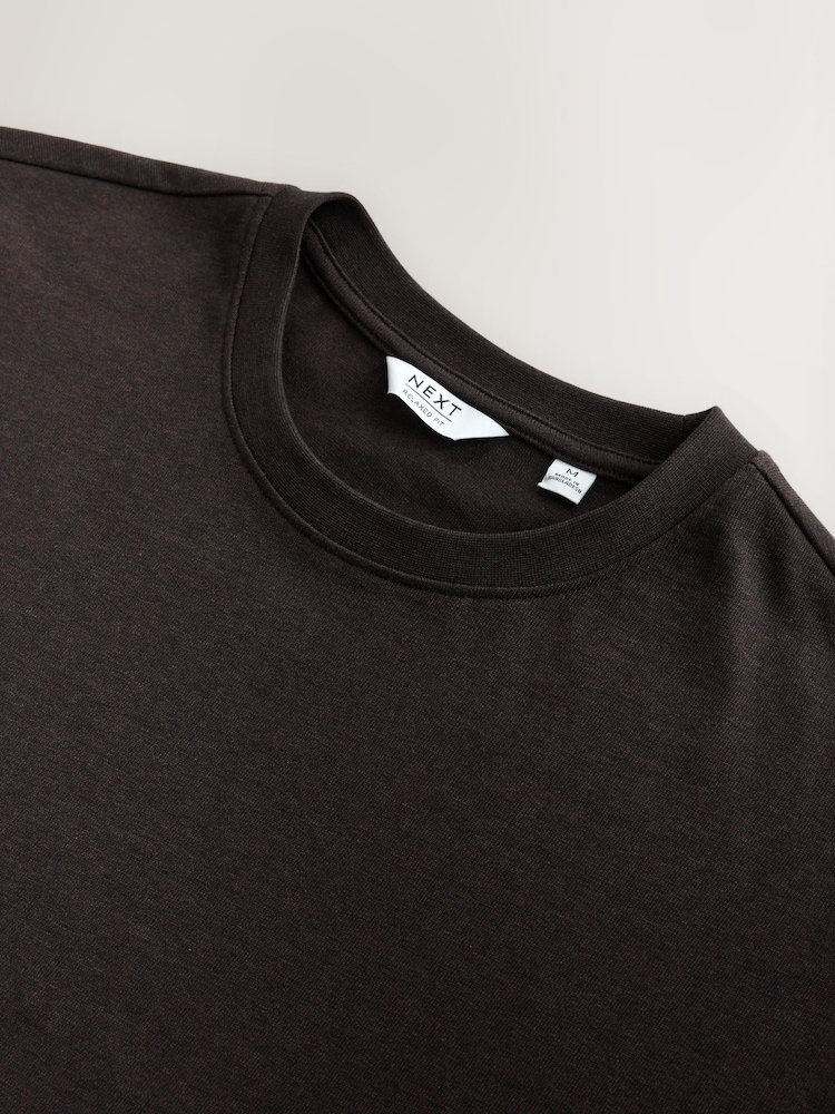 Brown Marl Relaxed Fit Heavyweight T-Shirt - Image 3 of 3 Brown Marl Relaxed Fit Heavyweight T-Shirt - Image 3 of 3