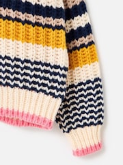 Oliver Bonas Pink Pink & Cream Striped V-Neck Knitted Cardigan - Image 6 of 8