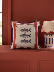 Lia Gold x Next Red/Blue Sardine Stripe Cushion - Image 2 of 8
