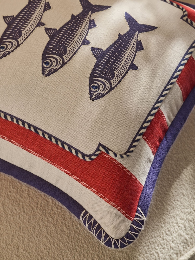 Lia Gold x Next Red/Blue Sardine Stripe Cushion - Image 2 of 8 Lia Gold x Next Red/Blue Sardine Stripe Cushion - Image 2 of 8
