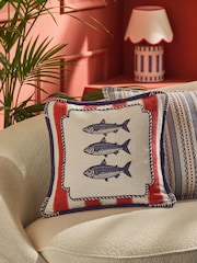 Lia Gold x Next Red/Blue Sardine Stripe Cushion - Image 4 of 8