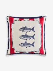 Lia Gold x Next Red/Blue Sardine Stripe Cushion - Image 7 of 8