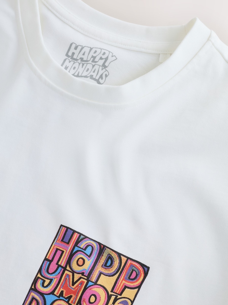 White Happy Monday Relaxed Fit Band Graphic Print T-Shirt - Image 4 of 4 White Happy Monday Relaxed Fit Band Graphic Print T-Shirt - Image 4 of 4