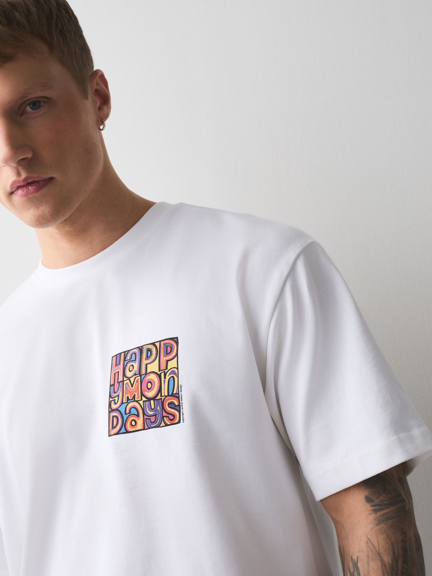 Buy White Happy Monday Relaxed Fit Band Graphic Print T-Shirt from