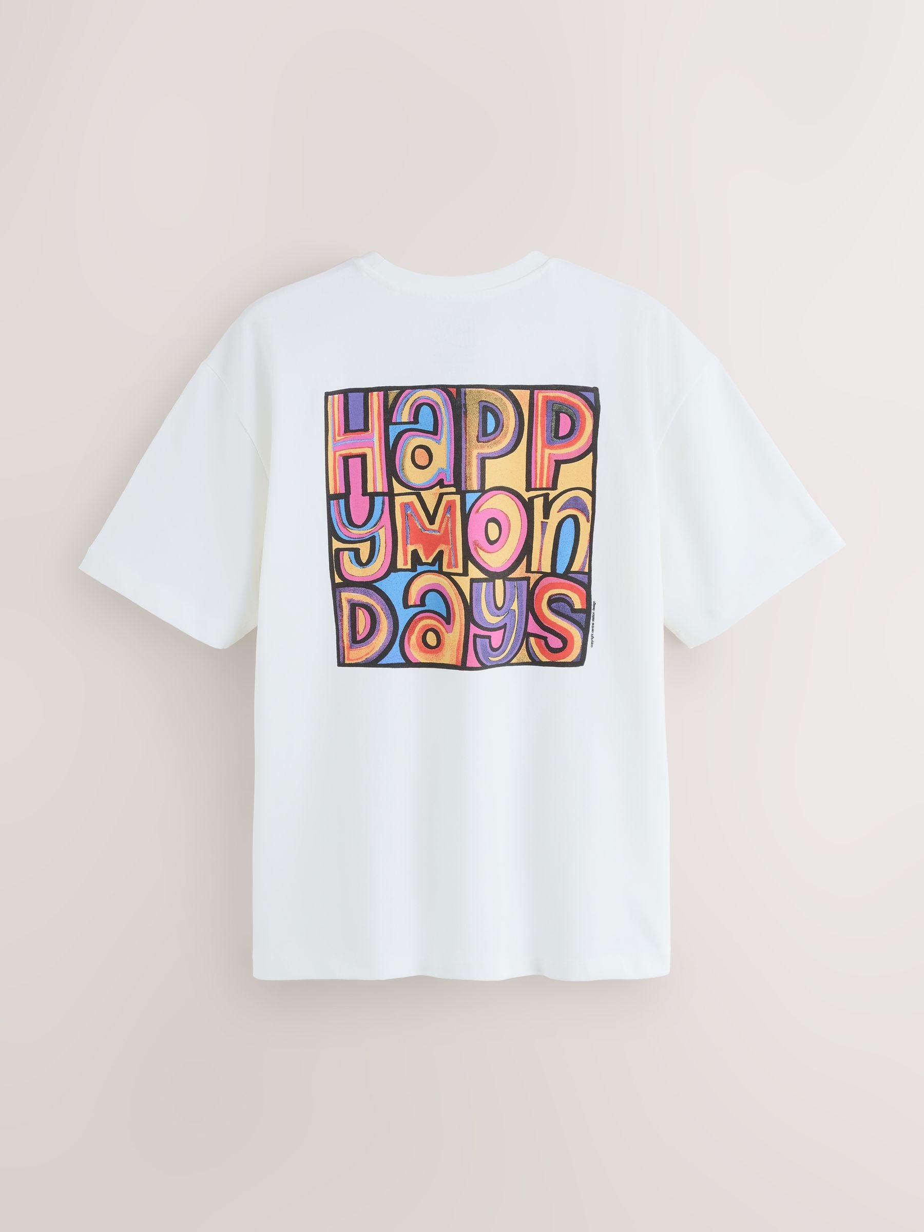 VR × nqrse × HAPPY TEE / WHITE Buy White Happy Monday Relaxed Fit Band Graphic Print T-Shirt from