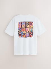 White Happy Monday Relaxed Fit Band Graphic Print T-Shirt - Image 7 of 9