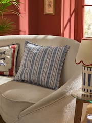 Lia Gold x Next Blue/White Mark Making Stripe Cushion - Image 1 of 6