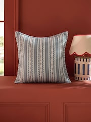 Lia Gold x Next Blue/White Mark Making Stripe Cushion - Image 2 of 6