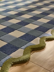Lia Gold x Next Blue Gingham Scallop Wool Tufted Rug - Image 3 of 5
