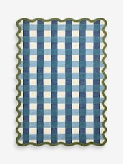 Lia Gold x Next Blue Gingham Scallop Wool Tufted Rug - Image 5 of 5