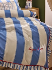 Lia Gold x Next Blue Malfadine Stripe Ruffle Duvet Cover and Pillowcase Set - Image 4 of 5