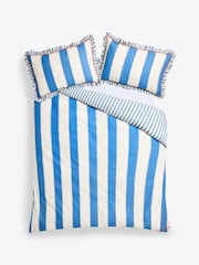 Lia Gold x Next Blue Malfadine Stripe Ruffle Duvet Cover and Pillowcase Set - Image 5 of 5