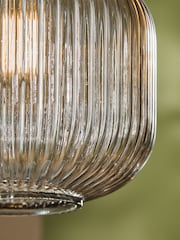 MADE.COM Grey Briz Ribbed Glass Easy Fit Light Shade - Image 2 of 5