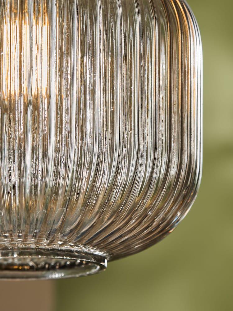 MADE.COM Grey Briz Ribbed Glass Easy Fit Light Shade - Image 2 of 5 MADE.COM Grey Briz Ribbed Glass Easy Fit Light Shade - Image 2 of 5