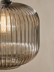 MADE.COM Grey Briz Ribbed Glass Easy Fit Light Shade - Image 3 of 5