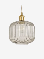 MADE.COM Grey Briz Ribbed Glass Easy Fit Light Shade - Image 4 of 5