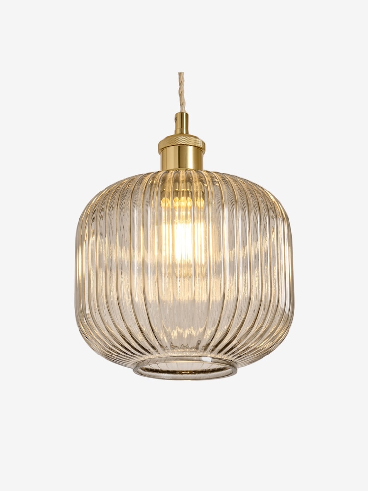 MADE.COM Grey Briz Ribbed Glass Easy Fit Light Shade - Image 5 of 5 MADE.COM Grey Briz Ribbed Glass Easy Fit Light Shade - Image 5 of 5