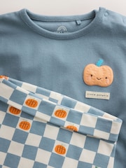 Azul con calabaza - Conjunto de top y leggings para bebé (0 meses-2 años) - Imagen 8 de 15
