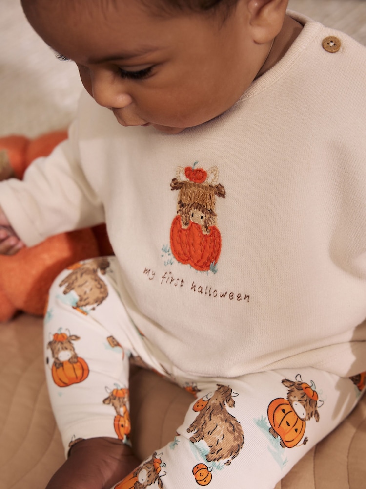 Neutral Hamish My First Halloween Top and Legging Baby Set (0-18mths) - Image 2 of 2 Neutral Hamish My First Halloween Top and Legging Baby Set (0-18mths) - Image 2 of 2