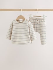 Blue/Cream Stripe Top and Leggings Baby Set (0mths-2yrs) - Image 1 of 11