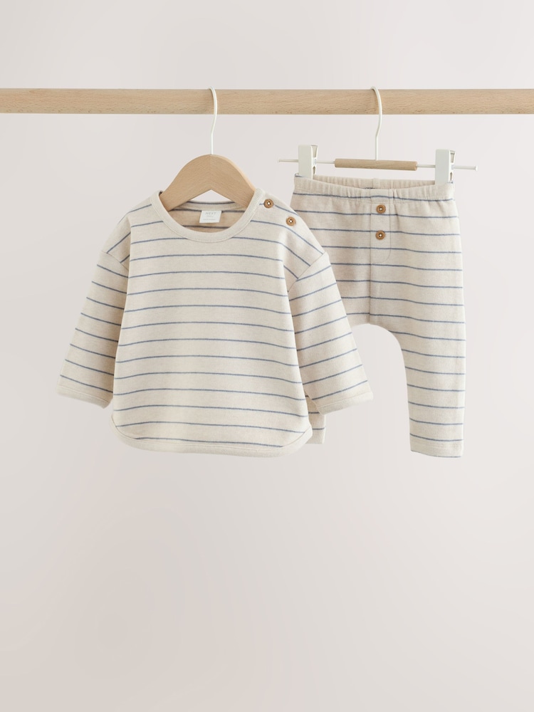 Blue/Cream Stripe Top and Leggings Baby Set (0mths-2yrs) - Image 1 of 11