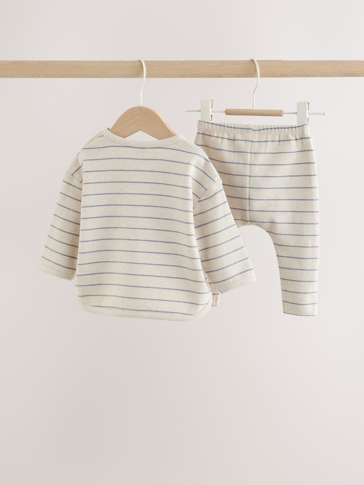 Blue/Cream Stripe Top and Leggings Baby Set (0mths-2yrs) - Image 2 of 11