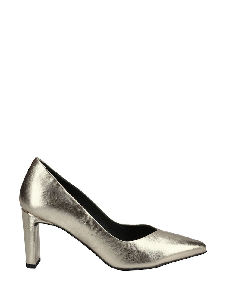 Hush Puppies Gold Olivia Leather Court Shoes - Image 1 of 4 Hush Puppies Gold Olivia Leather Court Shoes - Image 1 of 4