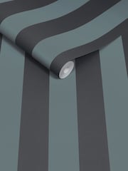 MADE.COM Blue Demi Wide Stripe 10M Wallpaper - Image 2 of 2