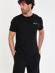 Threadbare Black Script Logo Short Lounge Set - Image 3 of 4