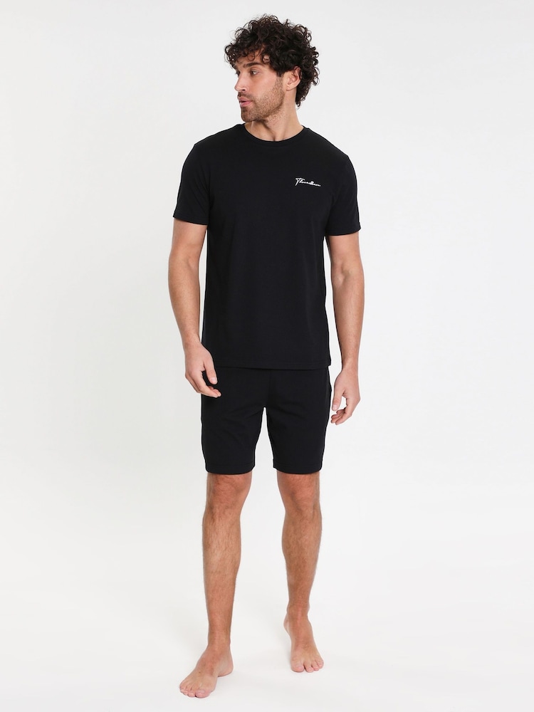 Threadbare Black Script Logo Short Lounge Set - Image 4 of 4