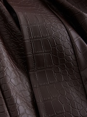 Chocolate Brown Faux Leather Croc Belted Trench Jackets - Image 10 of 10
