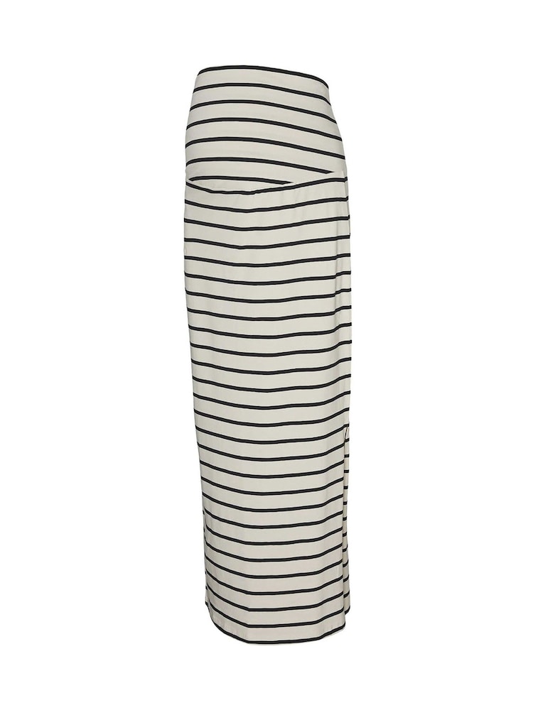 Mamalicious Cream Maternity Stripe Maxi Skirt - Image 6 of 6