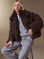 Chocolate Brown Cropped Batwing Sleeve Jacket - Image 1 of 9