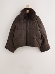 Chocolate Brown Cropped Batwing Sleeve Jacket - Image 7 of 9