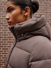 Chocolate Brown Shower Resistant Hooded Long Wadded Coat - Image 5 of 9