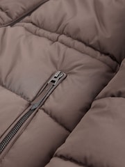 Chocolate Brown Shower Resistant Hooded Long Wadded Coat - Image 7 of 9