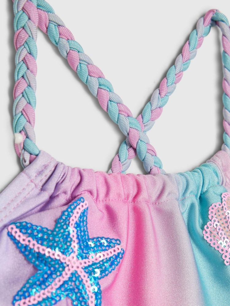 River Island Blue Ombre Shell Sequin Swimsuit - Image 3 of 3