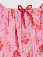 River Island Pink Strawberry Bow Frill Top & Rara Skirt Set - Image 3 of 4
