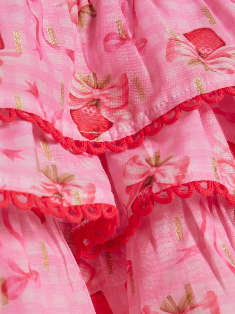 River Island Pink Strawberry Bow Frill Top & Rara Skirt Set - Image 4 of 4 River Island Pink Strawberry Bow Frill Top & Rara Skirt Set - Image 4 of 4